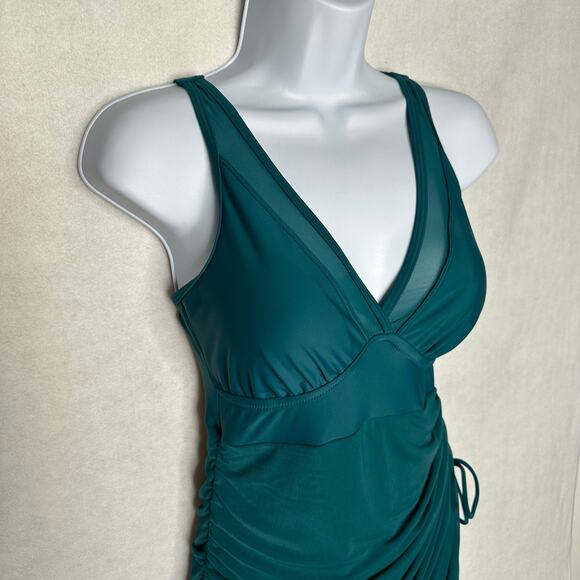 Blooming Jelly Teal Mesh Sarong One-Piece Swimsuit – Size Small - Picture 8 of 12